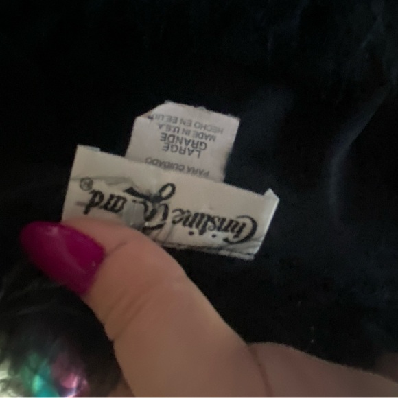 Vintage y2k black blouse fur feather collar - Picture 2 of 5